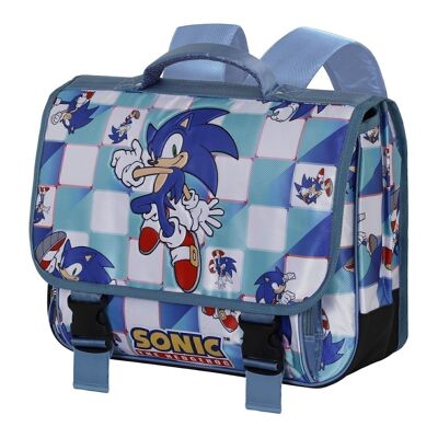 Sega-Sonic Blue Lay-Cartable Backpack 2.0, Blue