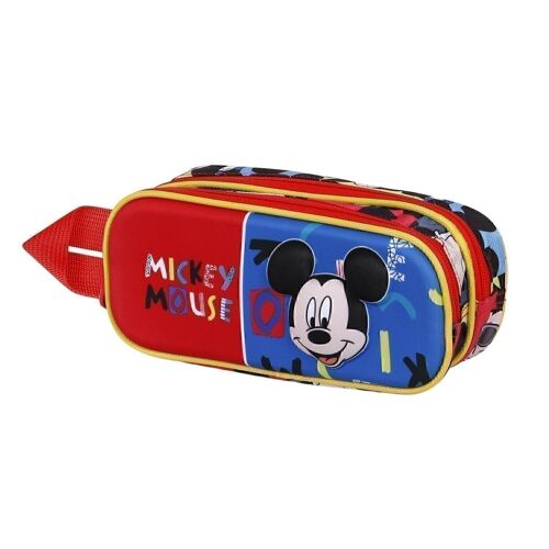 Disney Mickey Mouse Joyful-Estuche Portatodo 3D Doble, Azul