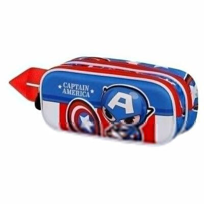 Marvel Captain America Let's Go-Double Étui de transport 3D Bleu