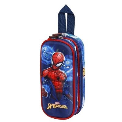 Marvel Spiderman Powerful-Estuche Portatodo 3D Doble, Azul