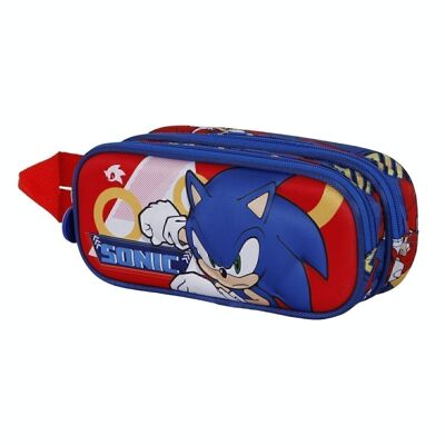 Sega-Sonic Game-Double 3D Pencil Case, blu