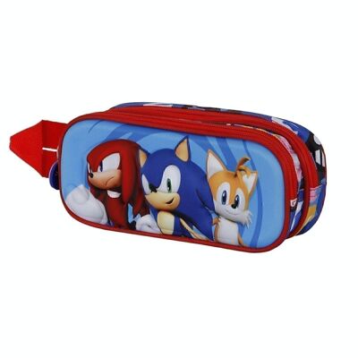 Sega-Sonic Friends-Double Trousse à crayons 3D, Bleu