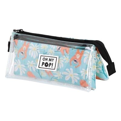 O My Pop! Lazy-Case Pencil Case Triple Clear, Turquoise