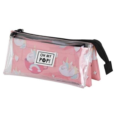 O My Pop! Cupnicorn-Triple Clear Pencil Case, Pink