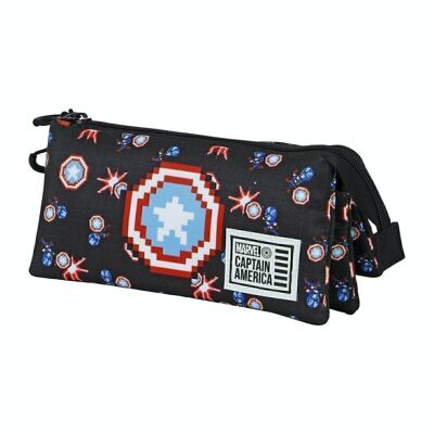 Custodia tripla da trasporto Marvel Captain America Captain Pixel-ECO, nera