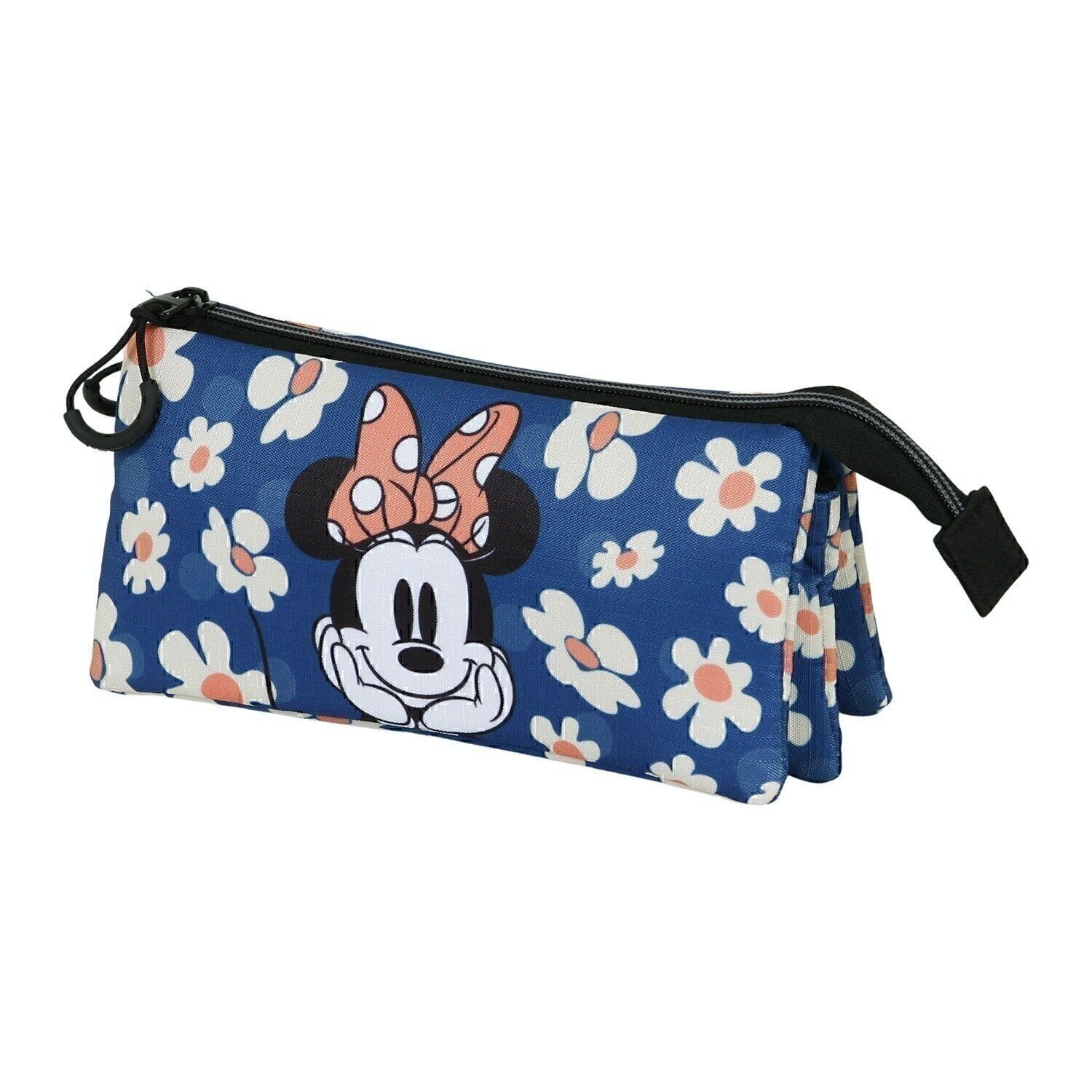 Disney Minnie Mouse Happy Field Astuccio Triplo ECO, Blu Scuro
