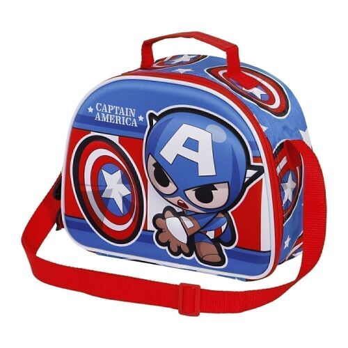 Marvel Capitán América Let's go-Bolsa Portamerienda 3D, Azul