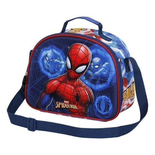 Marvel Spiderman Powerful-Bolsa Portamerienda 3D, Azul