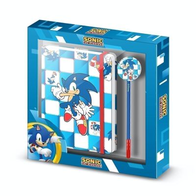 Sega-Sonic Blue Lay-Geschenkbox mit Tagebuch und Modestift, blau