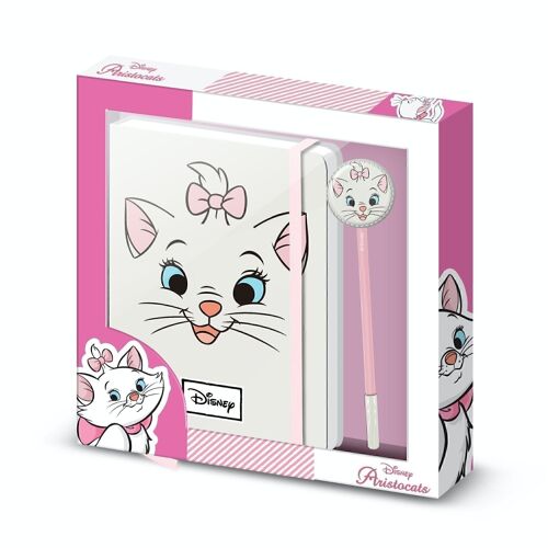 Disney Los Aristogatos Marie Face-Caja Regalo con Diario y Bolígrafo Fashion, Blanco