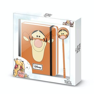 Disney Winnie The Pooh Tiger Face-Gift Box with Diary and Fashion Pen, Orange