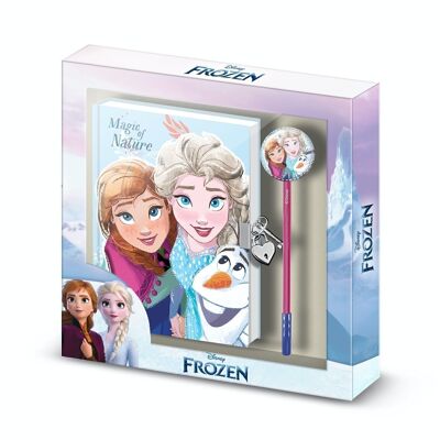 Disney Frozen 2 Natura-Confezione regalo con diario con catenella e penna alla moda, multicolore