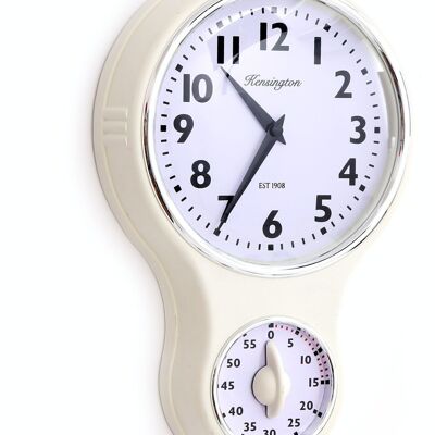 Reloj de pared crema Kensington con temporizador