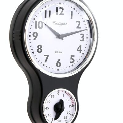 Reloj de pared Kensington negro con temporizador