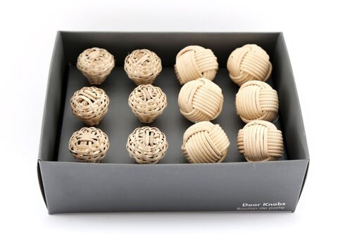 Rattan and Rope Ball Design Drawer Knobs