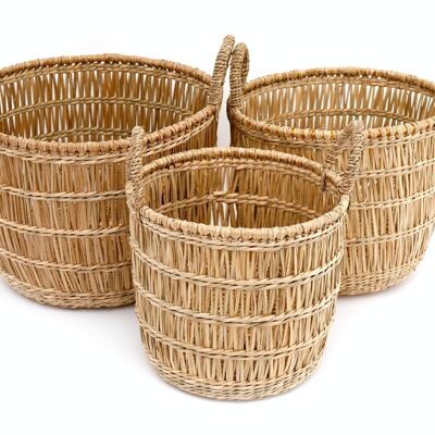 Set of Three Dried Seagrass Baskets