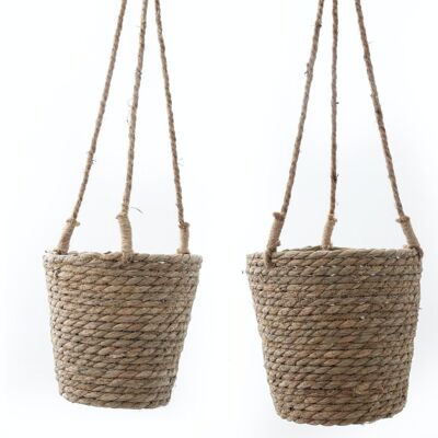 Set of Two Rush Grass Hanging Planters