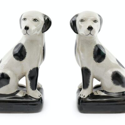 Adornos para perros de porcelana blanca y negra