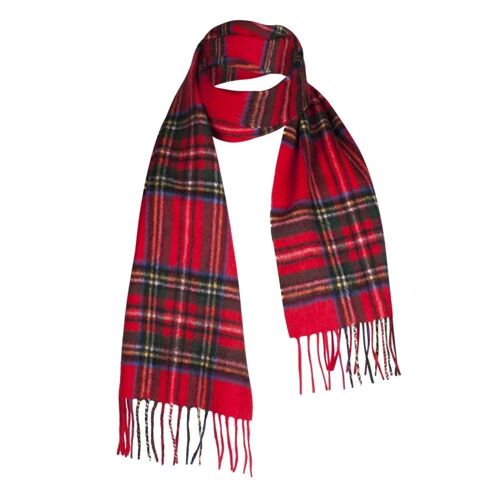 Cashmere and Lambswool Mixed Tartan Scarf, Olive & Black