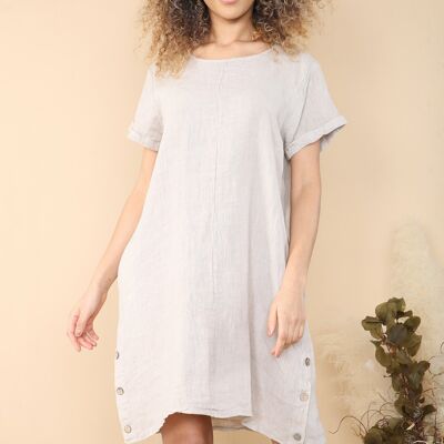 Linen dress with decorative buttons