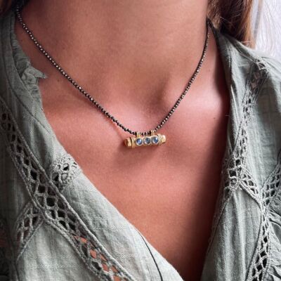 Lucky necklace in pyrites & labradorites