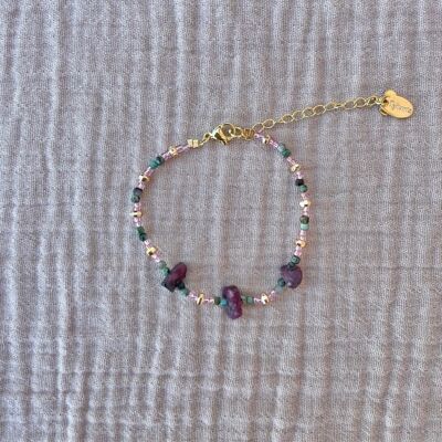 Bracelet Grenat et Turquoises