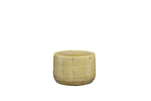 Cement	Plant Potin a Straw texture design	| Bamboo woven effect	| Handmade	Indoor Tapered Pot | in a Beige colour