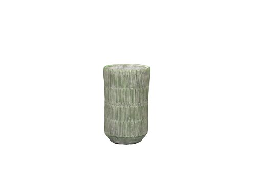 Cement	Vase in a Straw texture design | Bamboo woven effect | Handmade Hourglass Shape | in a Lime colour