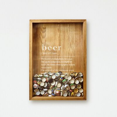 Beer Cap Box, Beer Lover Idea de regalo divertida para él | Colector de tapas de cerveza | Decoración de pared de tapas de cerveza