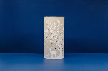 Lampe de table en tissu de lin avec un motif de cerfs et d'oiseaux | sur le thème des créatures | Veilleuse | avec formes découpées 2