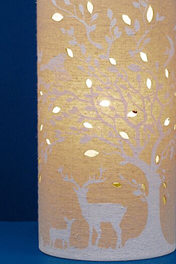Lampe de table en tissu de lin avec un motif de cerfs et d'oiseaux | sur le thème des créatures | Veilleuse | avec formes découpées 6