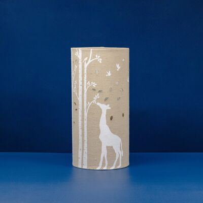 Linen Fabric	Table Lamp	with a Giraffe design	| Creature-themed | Night Light	| with Cut-out shapes | Children's Lamp