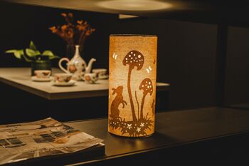 Lampe de table en tissu de lin avec un motif de lapin | sur le thème des créatures | Veilleuse | avec formes découpées | Lampe pour enfants 5