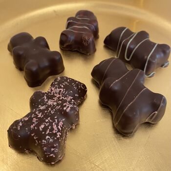Raymond l'ourson guimauve enrobé de chocolat noir - Framboise - Coffret de 4 5