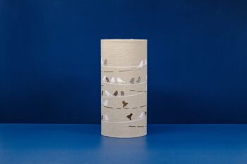 Lampe de table en tissu de lin avec un design d'oiseaux sur un fil | sur le thème de la nature | Veilleuse | avec formes découpées 3