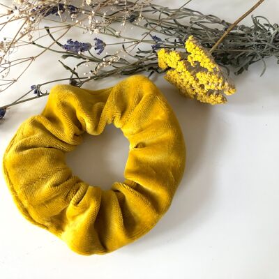 Organic cotton scrunchie VELVET yellow