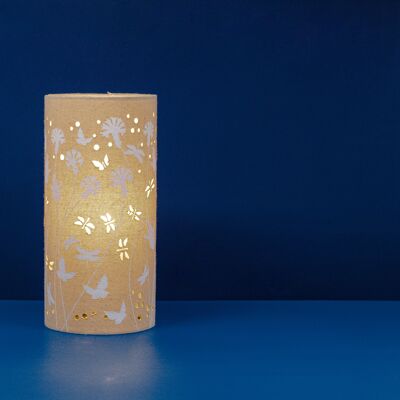 Lampada da tavolo in tessuto di lino con design di farfalle e libellule | Natura a tema | Luce notturna | con forme ritagliate