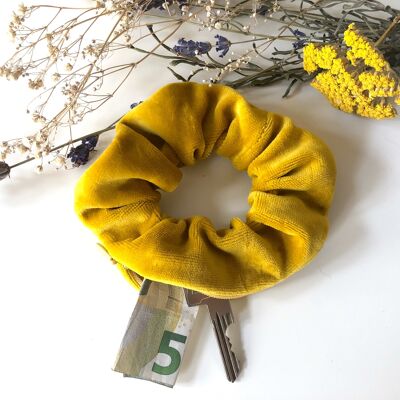 Bio-Baumwoll Scrunchie VELVET gelb mit Reißverschluss