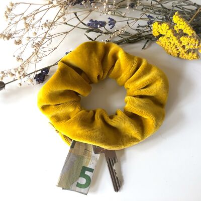 Scrunchie in cotone biologico VELVET giallo con cerniera