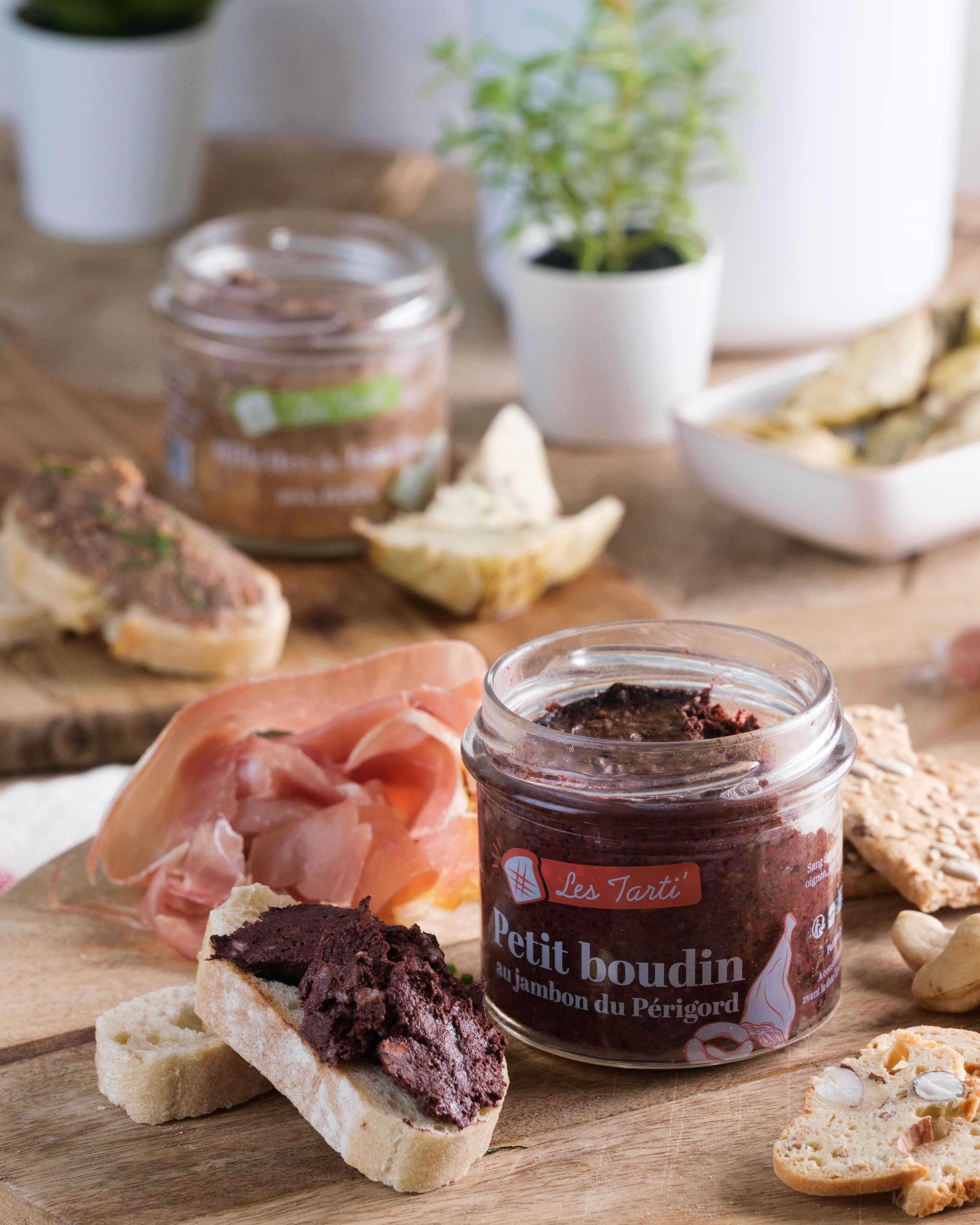 Boudin spalmabile e prosciutto crudo del Périgord