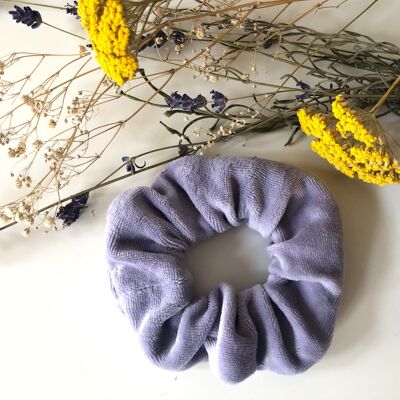 Organic cotton scrunchie VELVET purple with zipper