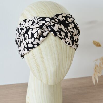 Schwarz-ecrufarbenes Leoparden-Stirnband für Damen