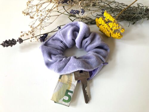 Bio-Baumwoll Scrunchie VELVET lila mit Reißverschluss
