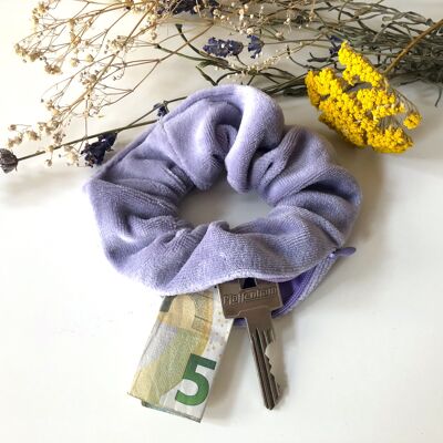 Scrunchie in cotone biologico VELVET viola con cerniera