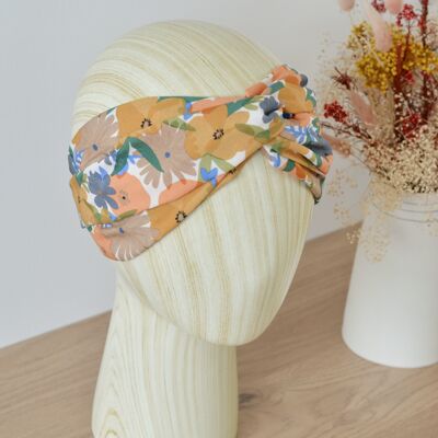 Maxi-Stirnband für Damen mit orangefarbenen Blumen