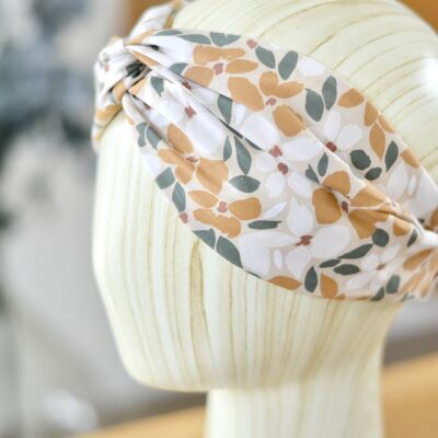 Women's khaki and ocher floral headband