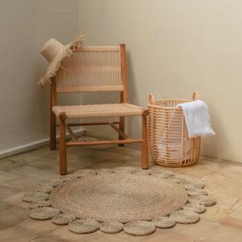 Tapis rond 90 ou 110 cm en jacinthe d'eau LAORA tapis tressé tapis naturel beige (2 tailles) 3