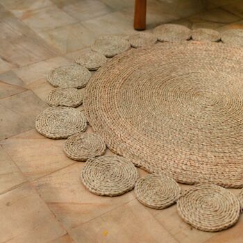 Tapis rond 90 ou 110 cm en jacinthe d'eau LAORA tapis tressé tapis naturel beige (2 tailles) 4