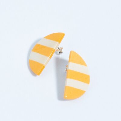 Yellow Crescent Stripes Earrings