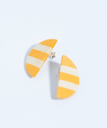 Boucles d'Oreilles Rayures Croissant Jaune 1